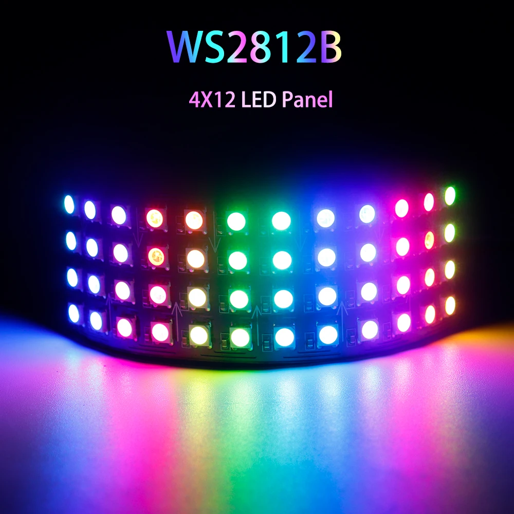 WS2812B LED Digital Flexible Individually Addressable Panel Light 4X12 48Pixels WS2812IC Module Matrix Screen DC5V ﻿