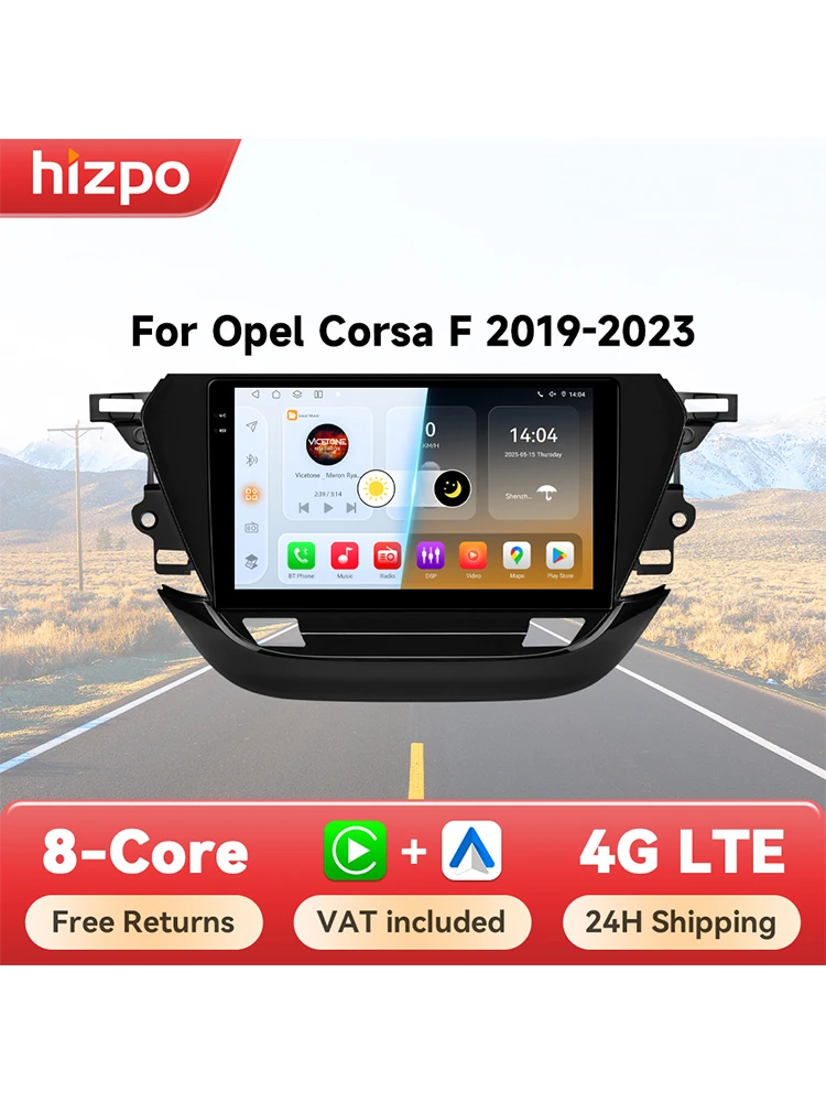 Hizpo Wireless CarPlay Android Auto Auto-GPS für Opel Corsa F 2019 - 2023 2DIN Navigation Radio Multimedia-Player DSP BT RDS WiFi 4G SWC Touchscreen Stereo-Headunit intelligentes System
