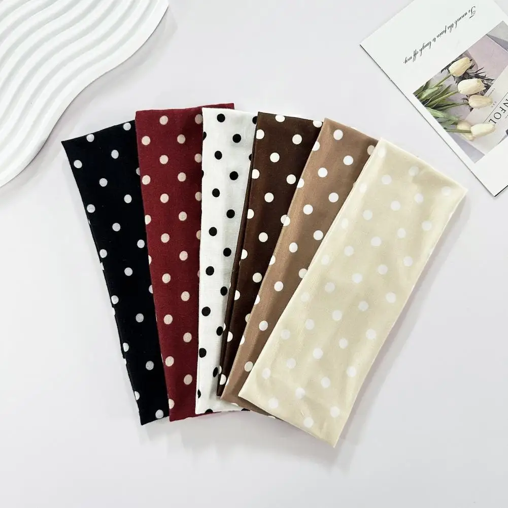 Polka Dot Yoga Elastic Headband – Fashionable Dot-pattern Makeup Headband, Sports & Fitness Sweat-absorbent Hairband
