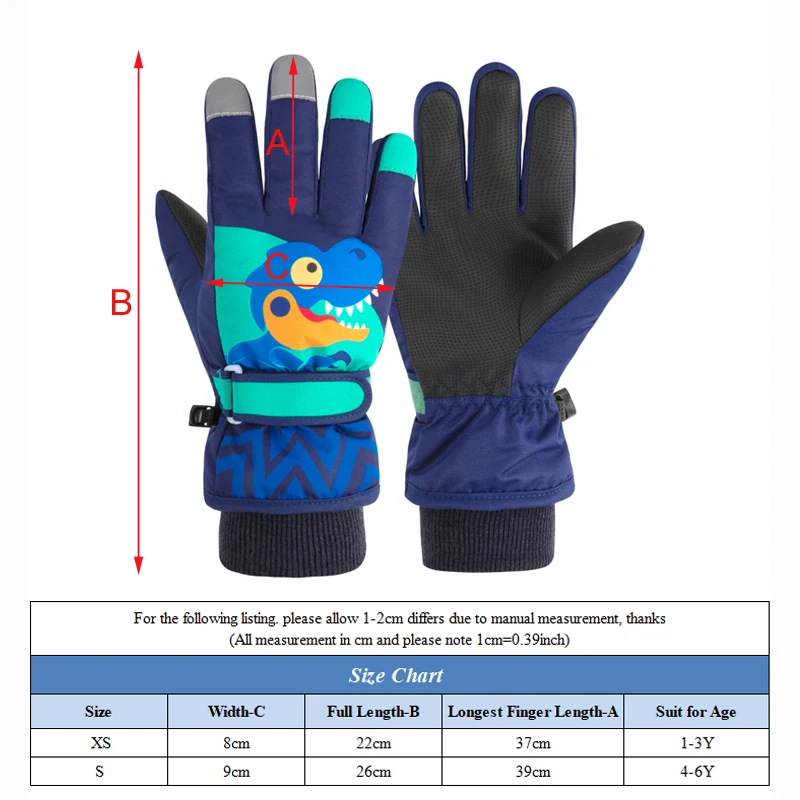 Thicken Baby Winter Gloves Coral Fleece Waterproof Child Ski Gloves Snowboard Outdoor Sports Kids Snow Mittens for Girls Boys