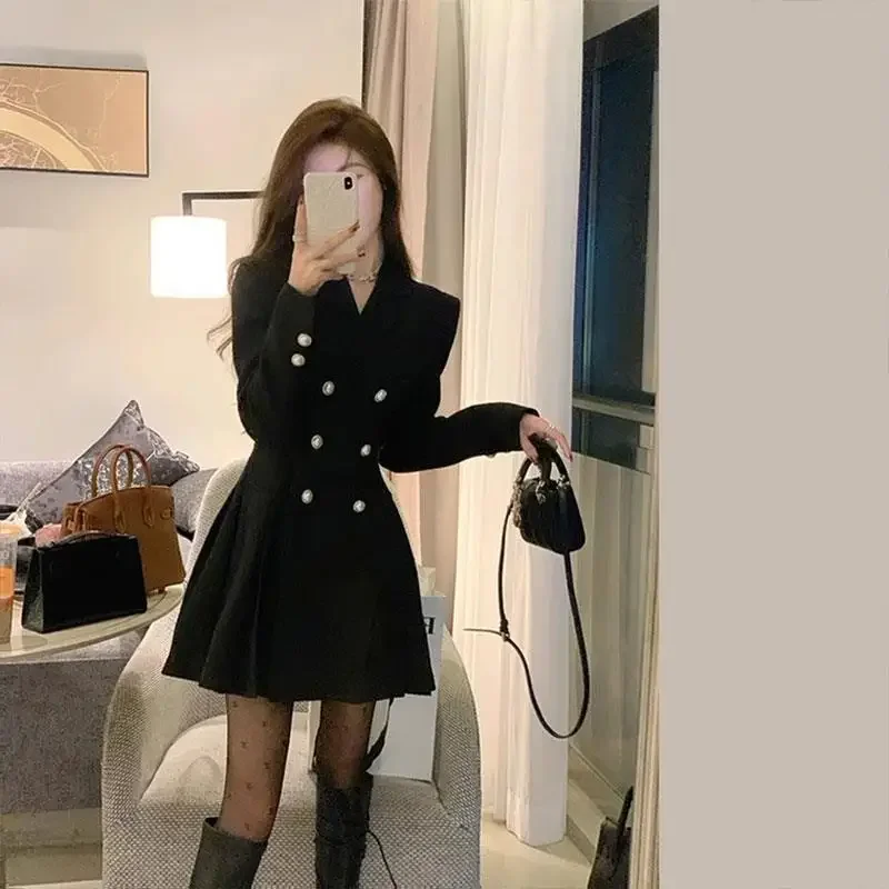 Luxury Tweed Petitesuit Dress Women's Autumn Collection 2023 New Design Sensibility Lightweight Fashion Black Mini Skirt