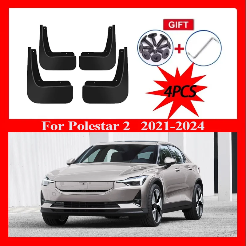 

Car Accessories For Polestar 2 2021-2024 Mud Flaps 4PCS Anti-splash Front Rear Fender Wheel Cover Guard Mudguard Splash Guard