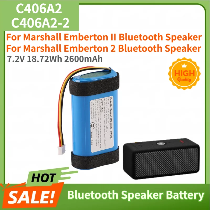 C406A2 C406A2-2 Battery 7.2V 18.72Wh 2600mAh For Marshall Emberton II,Emberton 2 005696 1001908 Bluetooth Speaker Battery