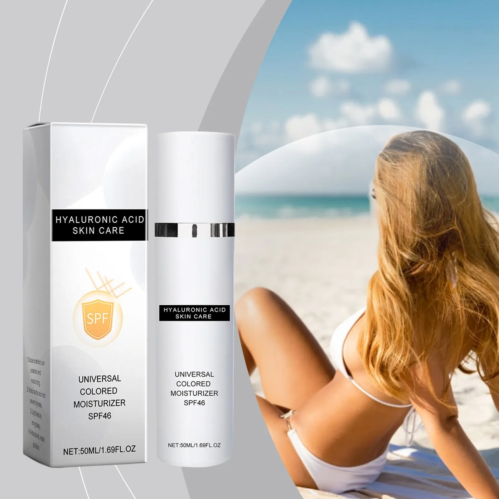 

1pc Moisturizing Cream Tinted Sunscreen Mild Sunscreen Aging Fight Against Rays Moisturizing Sunscreen Reduce Dark Spots 50ml