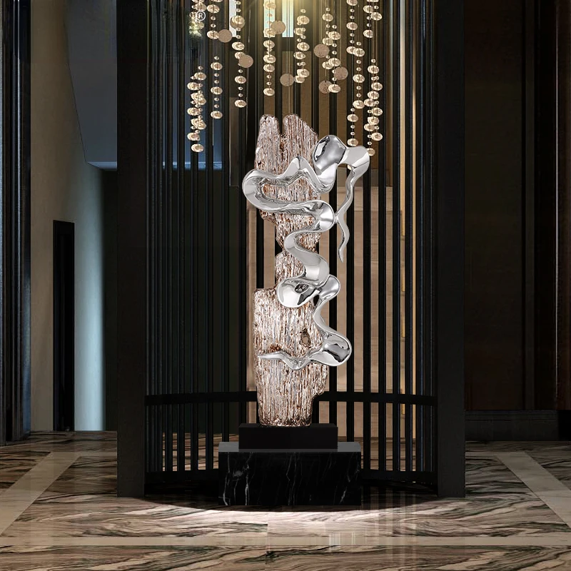 Modern Large Abstract Electroplated Decoration Hotel Lobby Sculpture Art