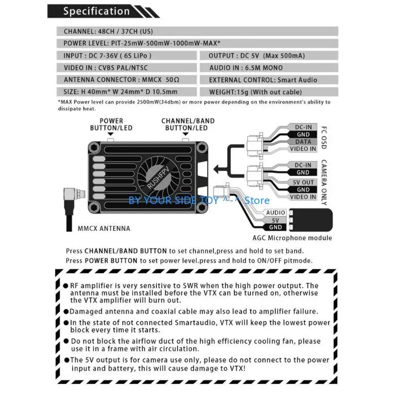 2.5w FPV Transmitter Long for Remote Control for Quadcopter with Auto Navigation U6XE
