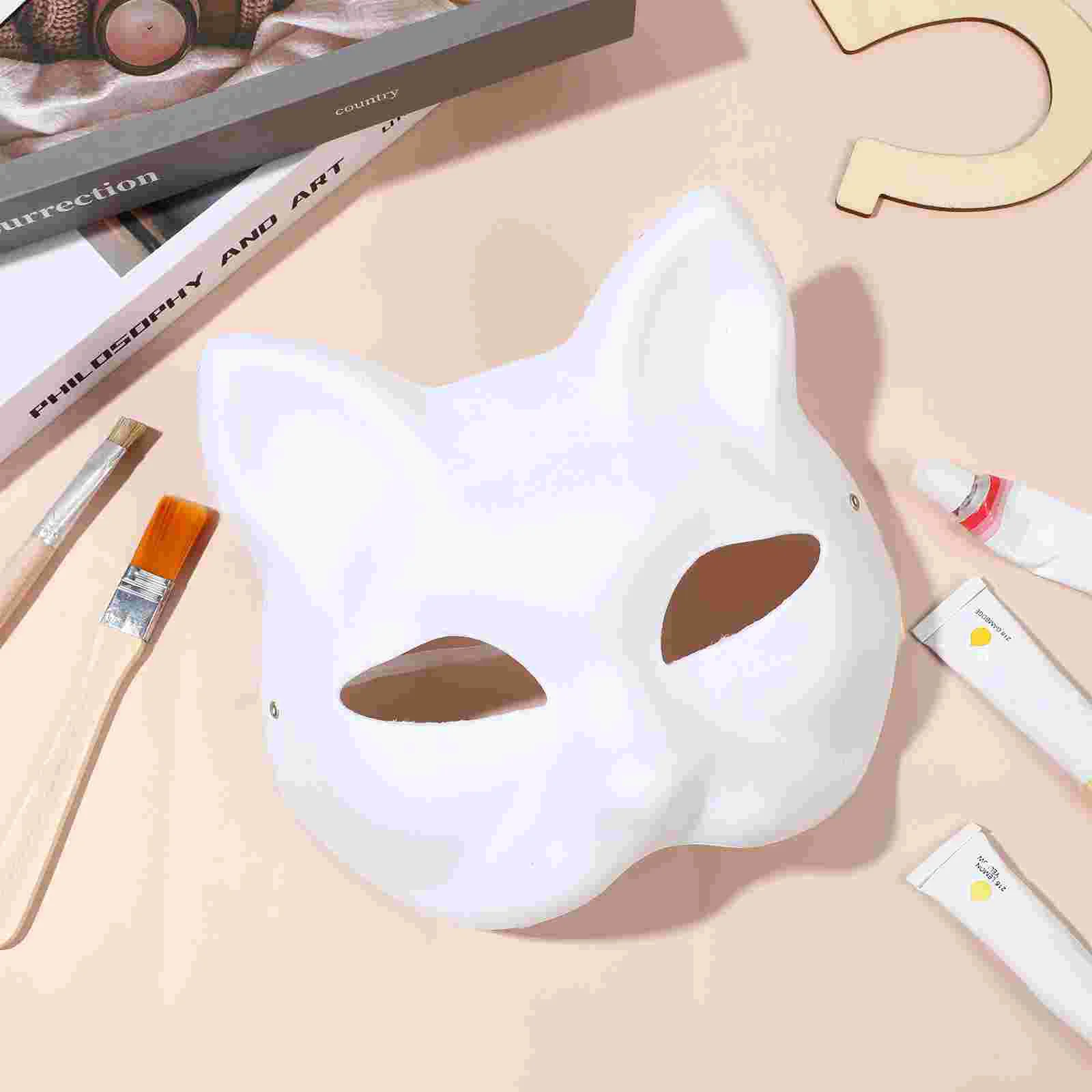 Masque Facial de Chat à Peindre, Non Peint, Décoration d'Halloween, DIY, 10 Pièces