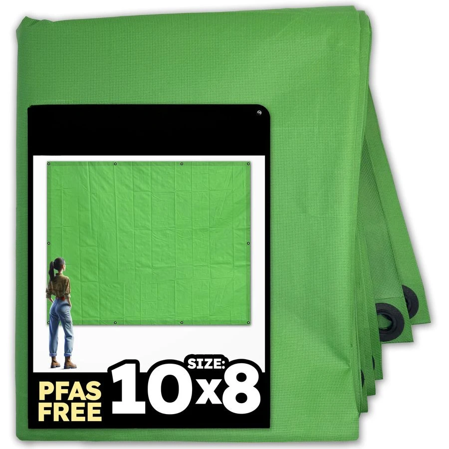 

Промышленный тент 10x8 футов, зеленый, сверхпрочный, водонепроницаемый, УФ-стойкий, без ПФАС, универсальный брезент для строительства и наружных работ