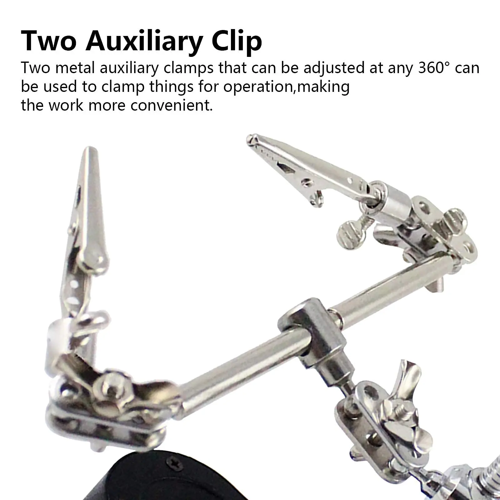Helping Hands Soldering Station with LED Light & Alligator Clips Magnifier Stand for Welding PCB Jewelry  Craft Watch Repair view 3