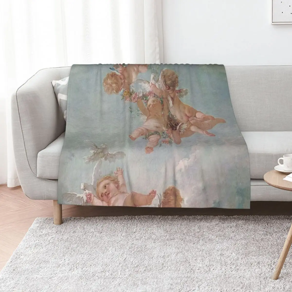 Cherubs Renaissance Aesthetic Throw Blanket Personalized Gift Luxury Flannels halloween warm for winter Designers Blankets