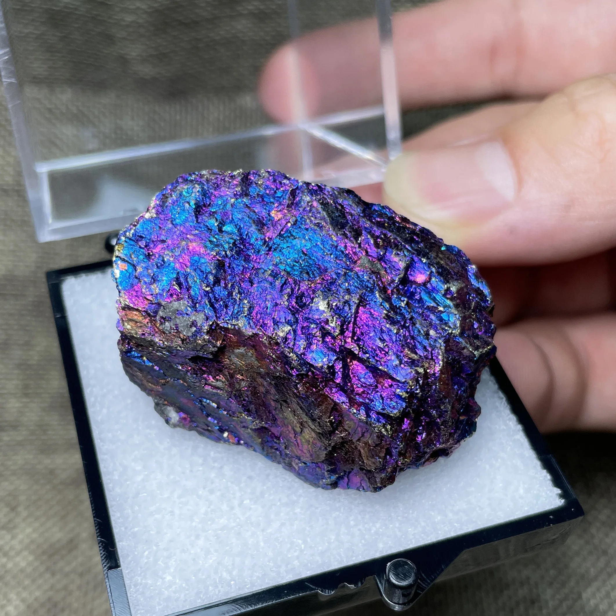 Natural Colorful Copper Ore Bornite Mineral Specimen Healing Stone Crystal Quartz Home Decor Box Size 50X50mm