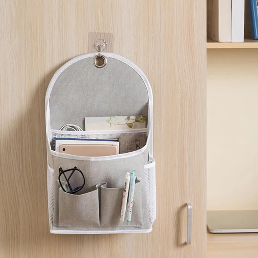 

Wall Hanging Storage Bag Bedside Organizer with Pockets Hanging Storage Basket for Book Glasses Snacks Dormitory Bedroom