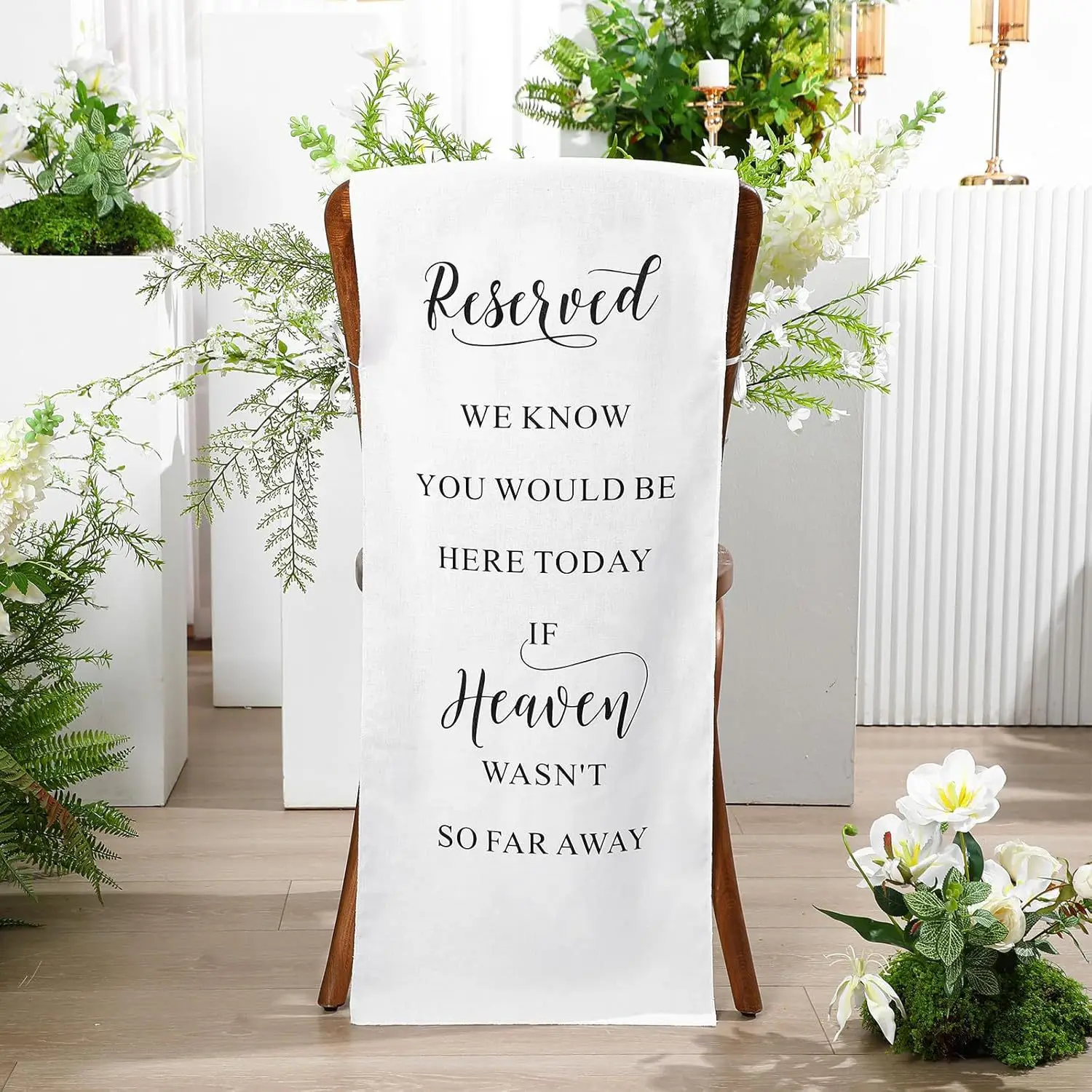 Reserved Wedding Chair Sign Banner 15*50inch Loving Memory Linen Wedding Guests Signs Party Decoration Accessory Custom