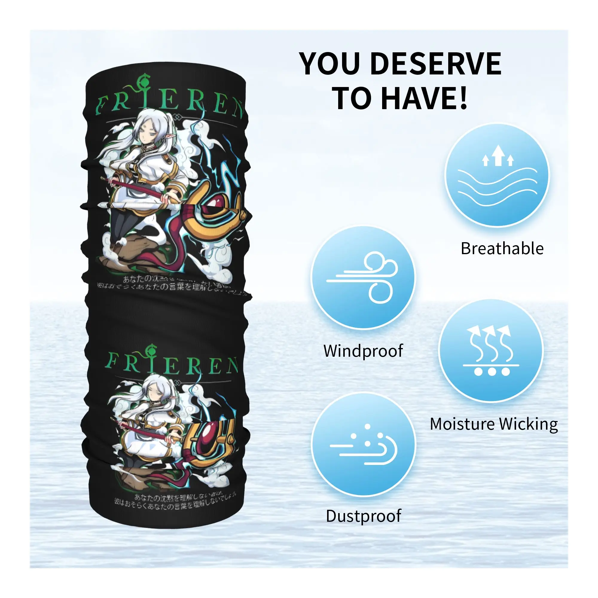 Frierens أنيمي ماج مع الموظفين السحري باندانا الرقبة الجراب للمشي لمسافات طويلة تشغيل التفاف وشاح اليابانية أنيمي مانغا عقال أكثر دفئا #3