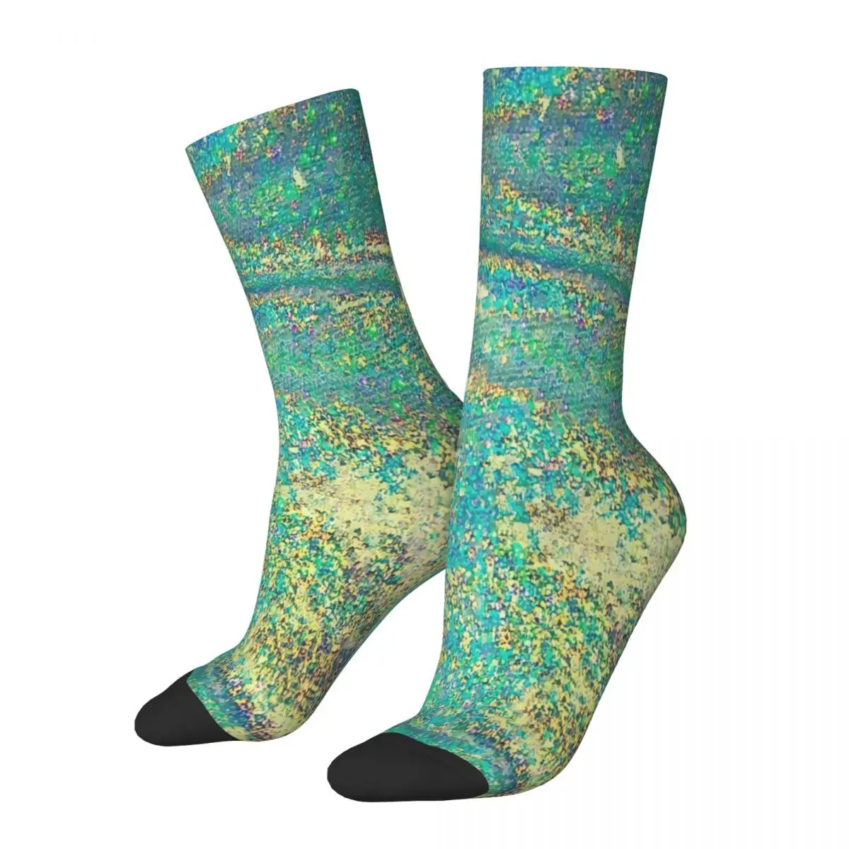 Green And Golden Glittery Sequins Socks Male Mens Women Spring Stockings Harajuku