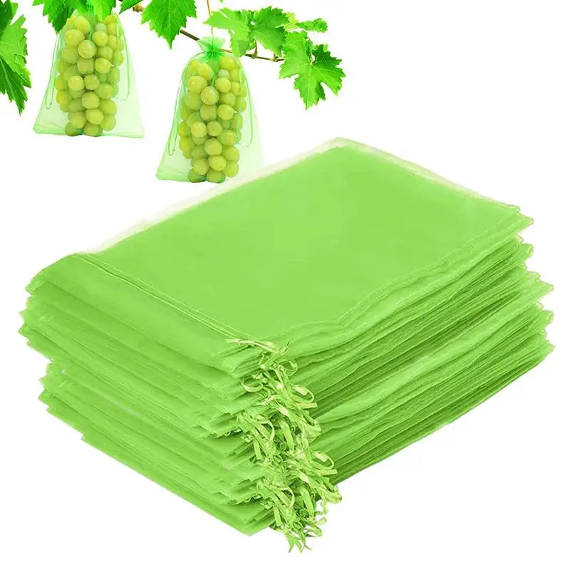 

Fruit Protection Bags Fruit Cover Mesh Bag with Drawstring 100 Pieces Netting Barrier Bags for Plant Fruit Flower Protection