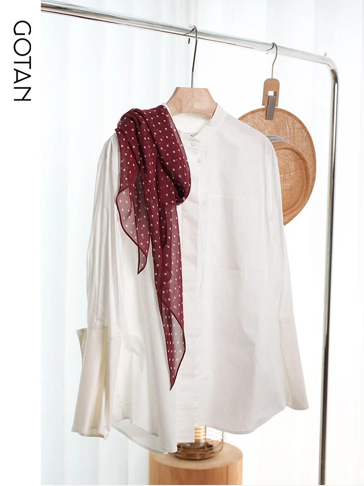 エレガントなクラシックポルカドットシルクシフォンスカーフ軽量春夏レディースネックスカーフ装飾ロング長方形韓国風