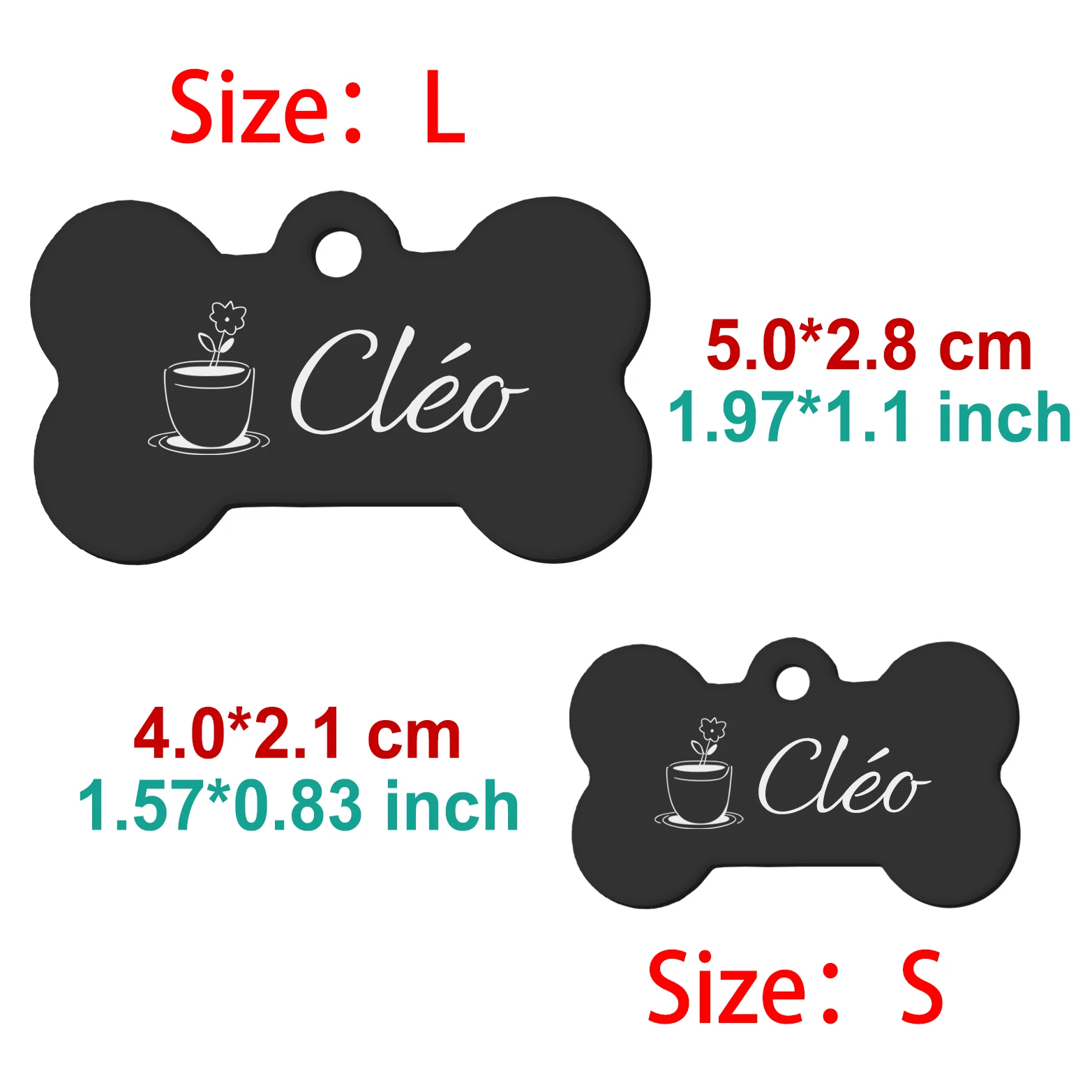 Bone-Shaped Stainless Steel Pet ID Tag - Custom Engraved Name & Phone, Floral & Paw Print Designs, Durable Dog/Cat Tag