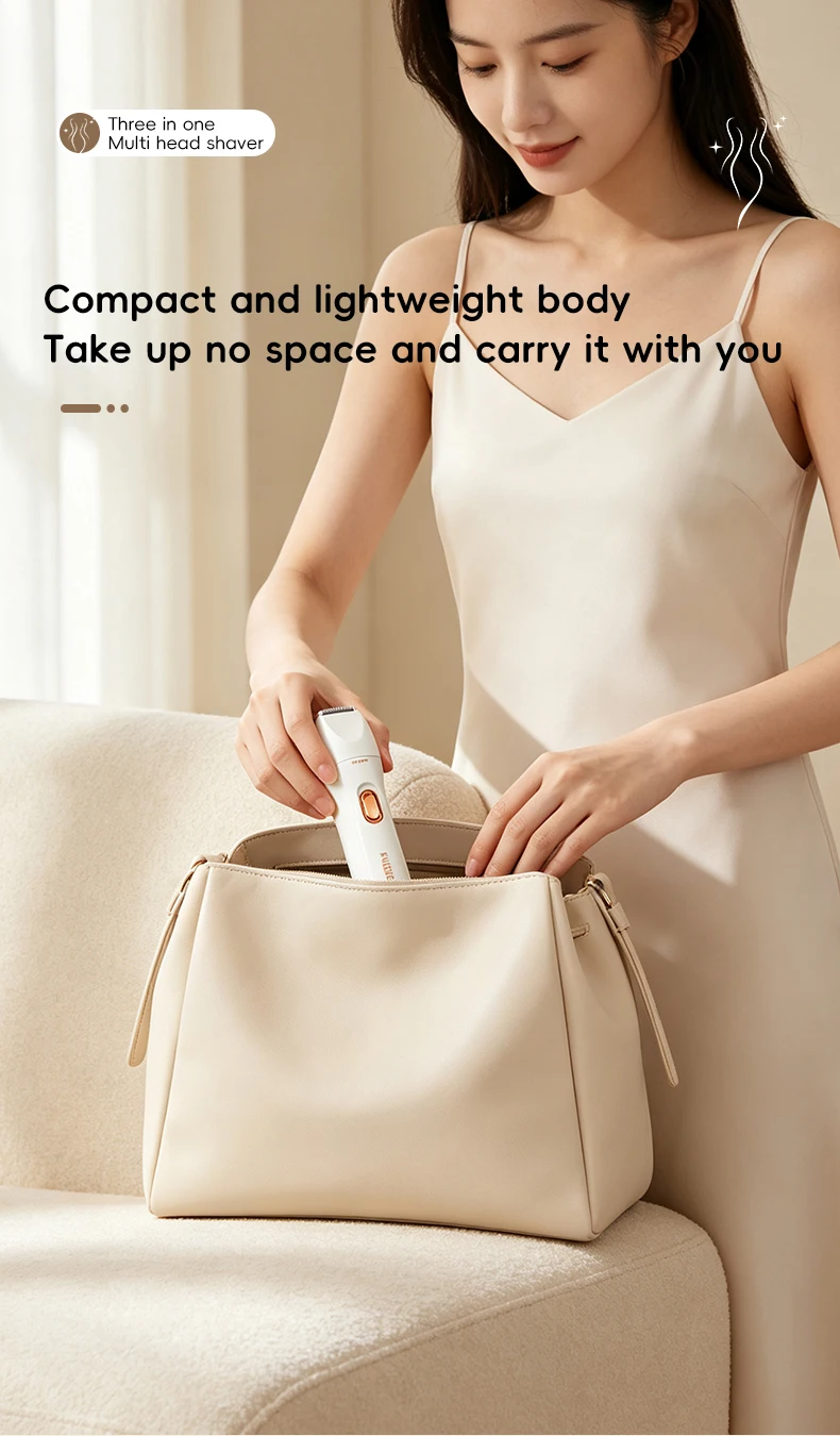 3-in-1 Electric Hair Removal Set Portable Type-C Rechargeable Shaver for Underarm Leg And Nose Hair Trimming