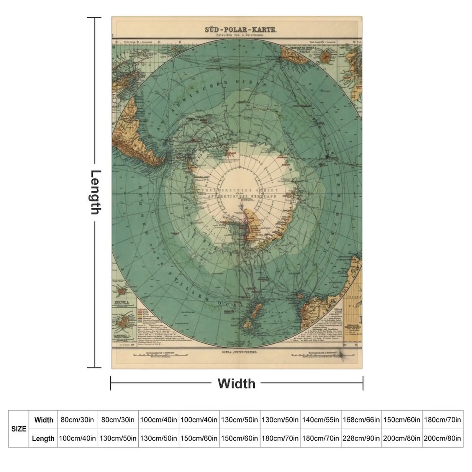 Map of Antarctica from 1912 (S??d-Polar-Karte) Throw Blanket couch cozy soft plush fuzzy picnic outdoor blanket