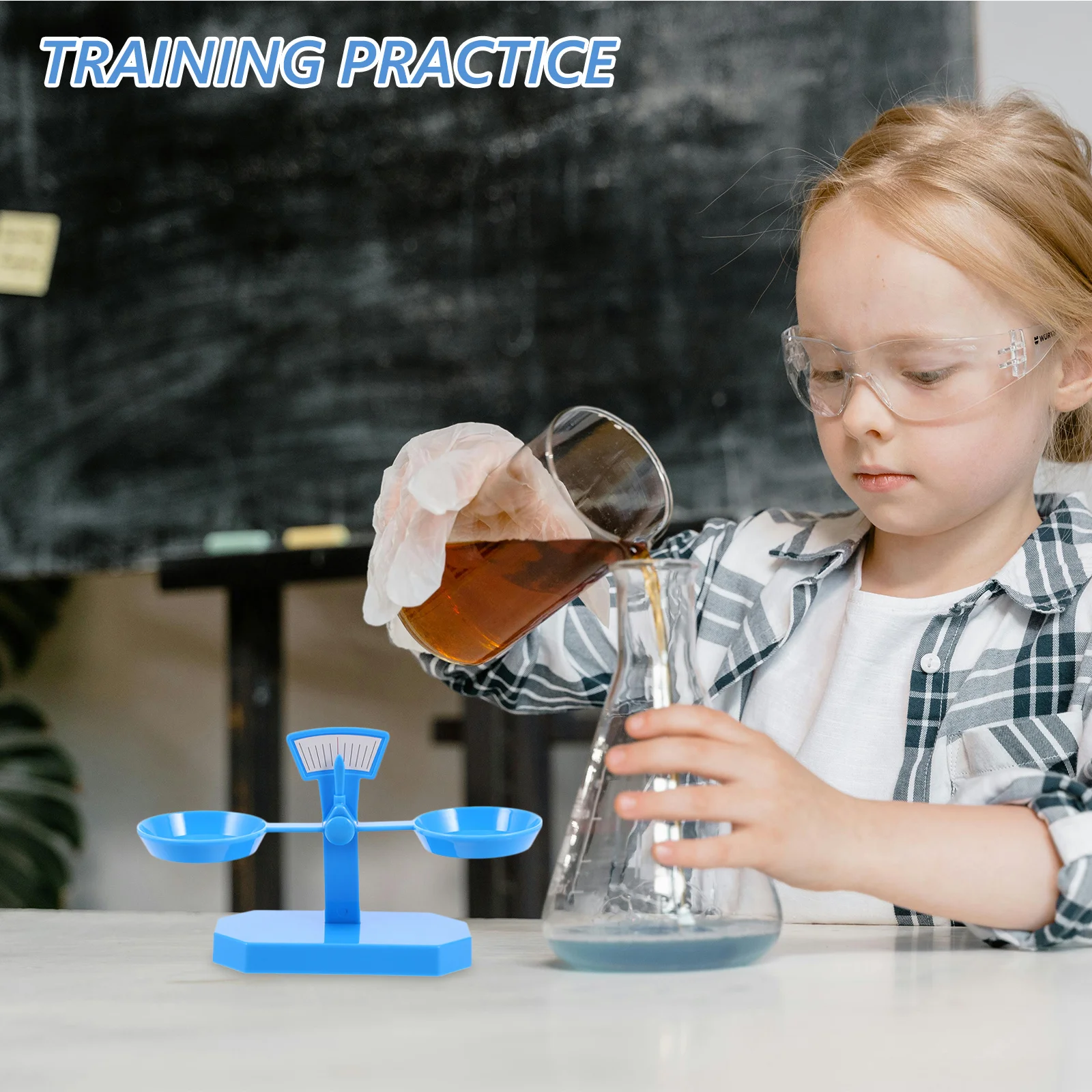 مجموعة توازن رافعة تجربة علمية ذاتية الصنع للأطفال أداة تعليم الرياضيات الزرقاء أداة تعلم الفصول الدراسية الابتدائية لمرحلة ما قبل المدرسة