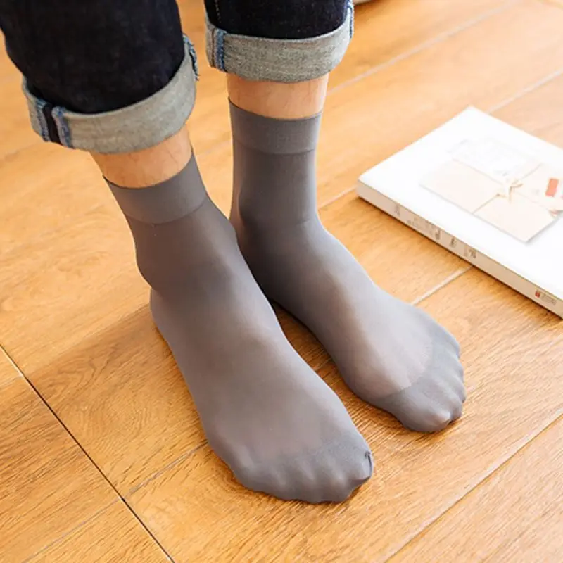 Summer Men Socks Sports Socks Black Sweat Absorption Deodorant Thin Stripe Breathable Silk Long Sock