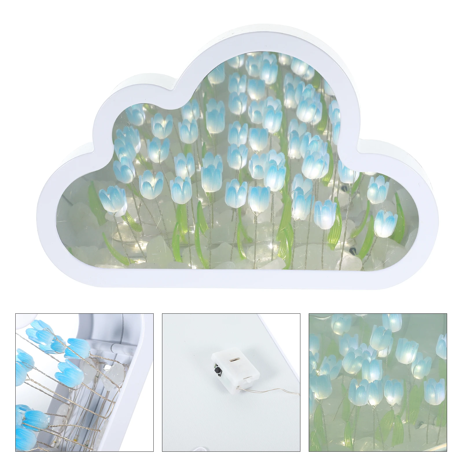 

13 Tulip Night Cloud Tulip Lamp Lamps Handmade DIY Photo Frame Blue Light Bedroom Decor Cloud Shape Lights