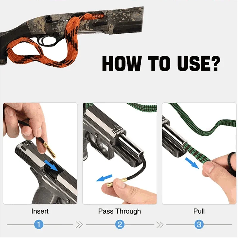 Vector Optics 12 Ga Kit Pembersih Senapan Bor Bersih Tali Sikat Bor Barel Ular untuk 9Mm .22 .223 5.56Mm .308 7.62Mm