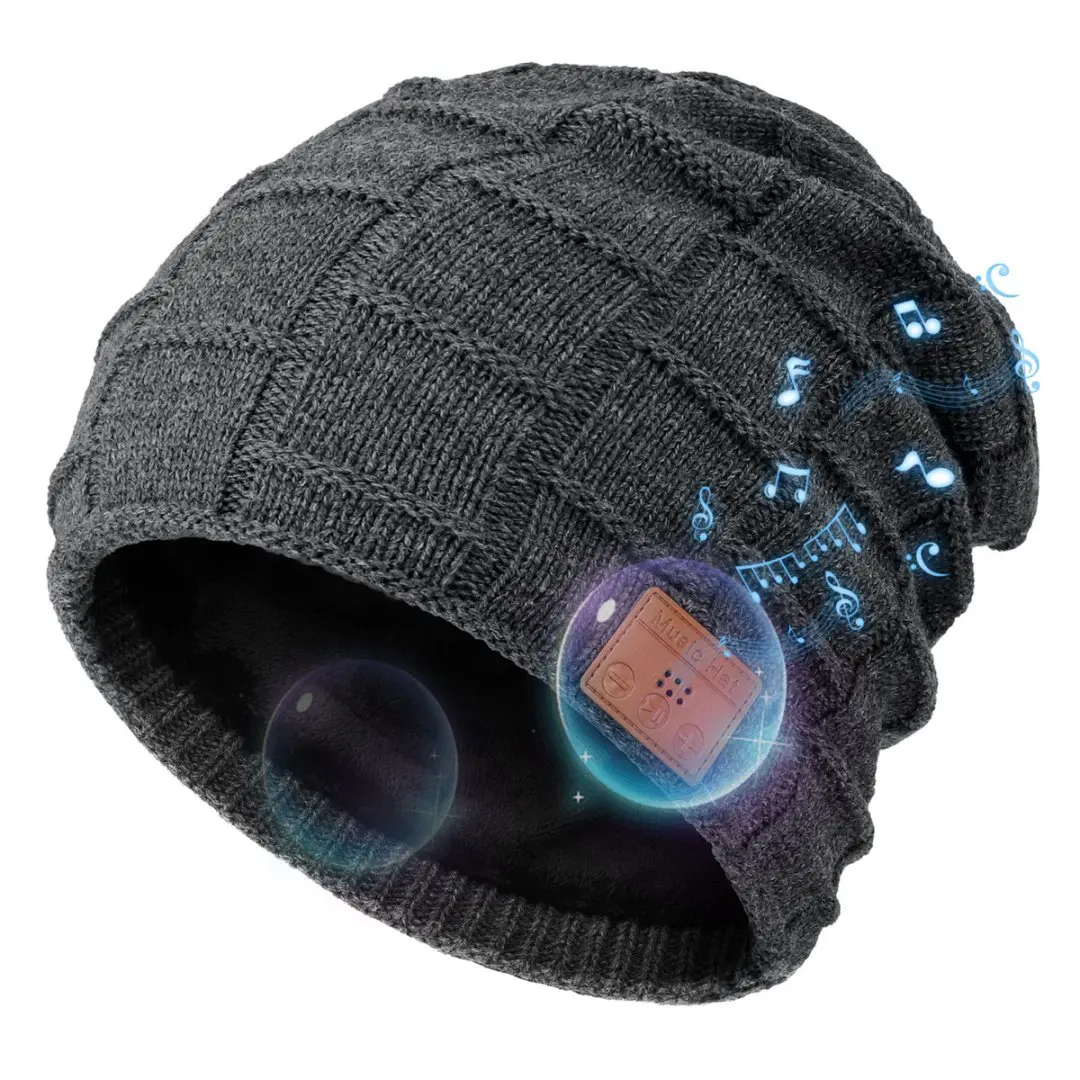 Bluetooth 5.4 Fleece Warm Winter Music Call Headset Hat Creative Design Wireless
