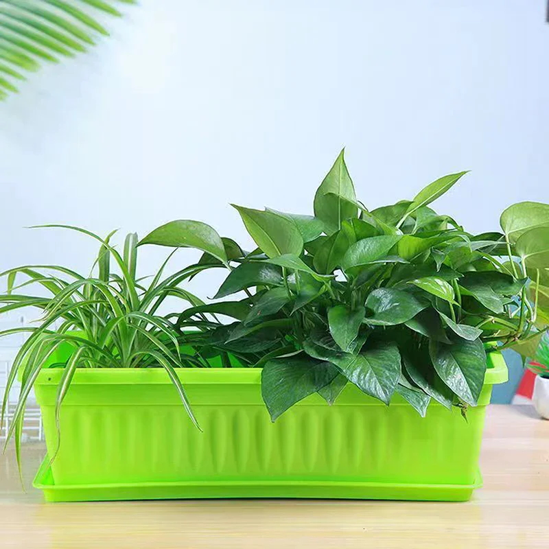 Breathable Plastic Rectangular Flowerpots 1Set Vegetable Planters For Balcony Indoor Gardening Plant Pot Home Garden Decor