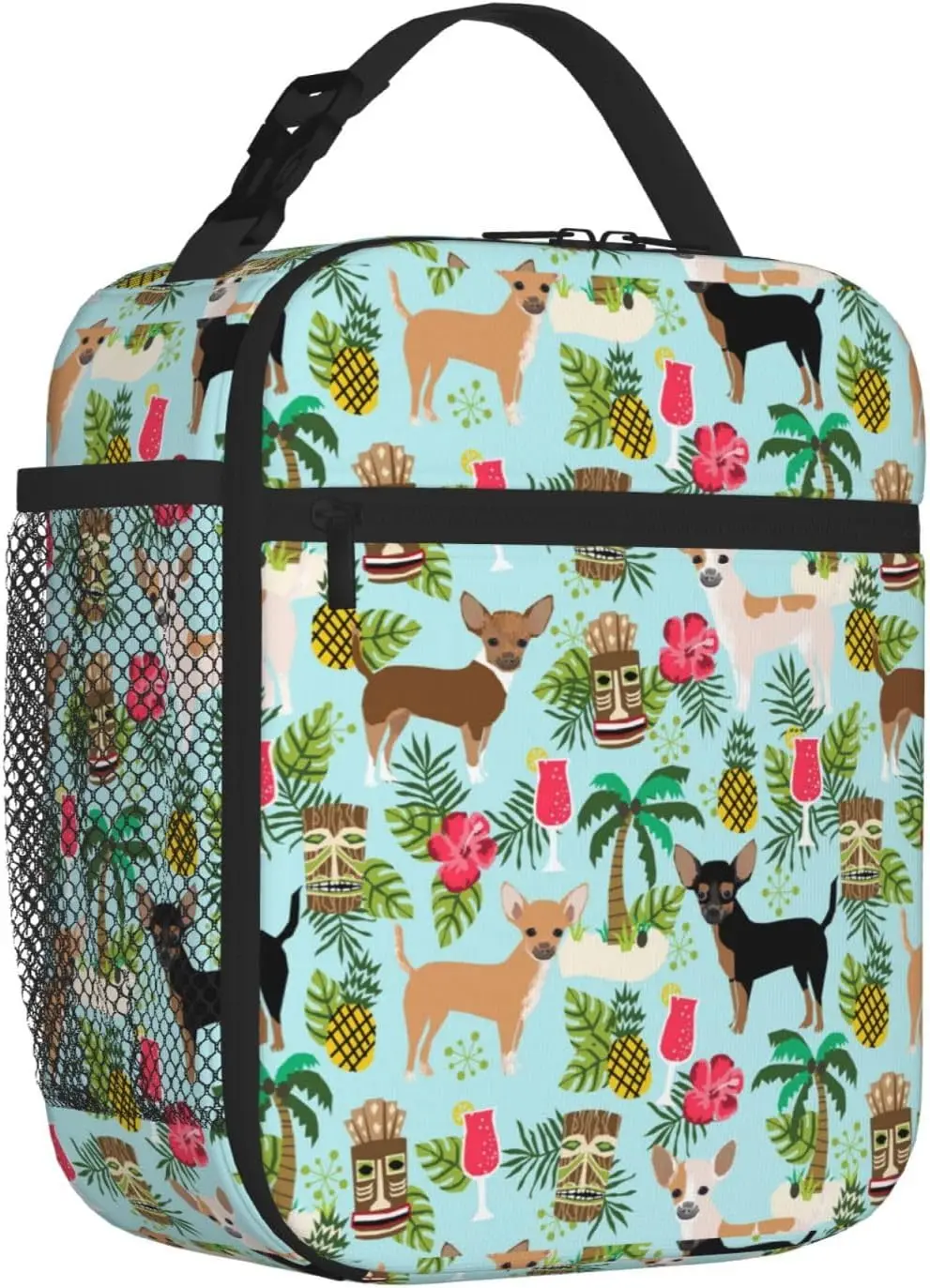 

Chihuahua Dog Pineapple Travel Lunch Bags for Reusable Lunch Box Funny Lunch Cooler Bags for Work Picnic Office