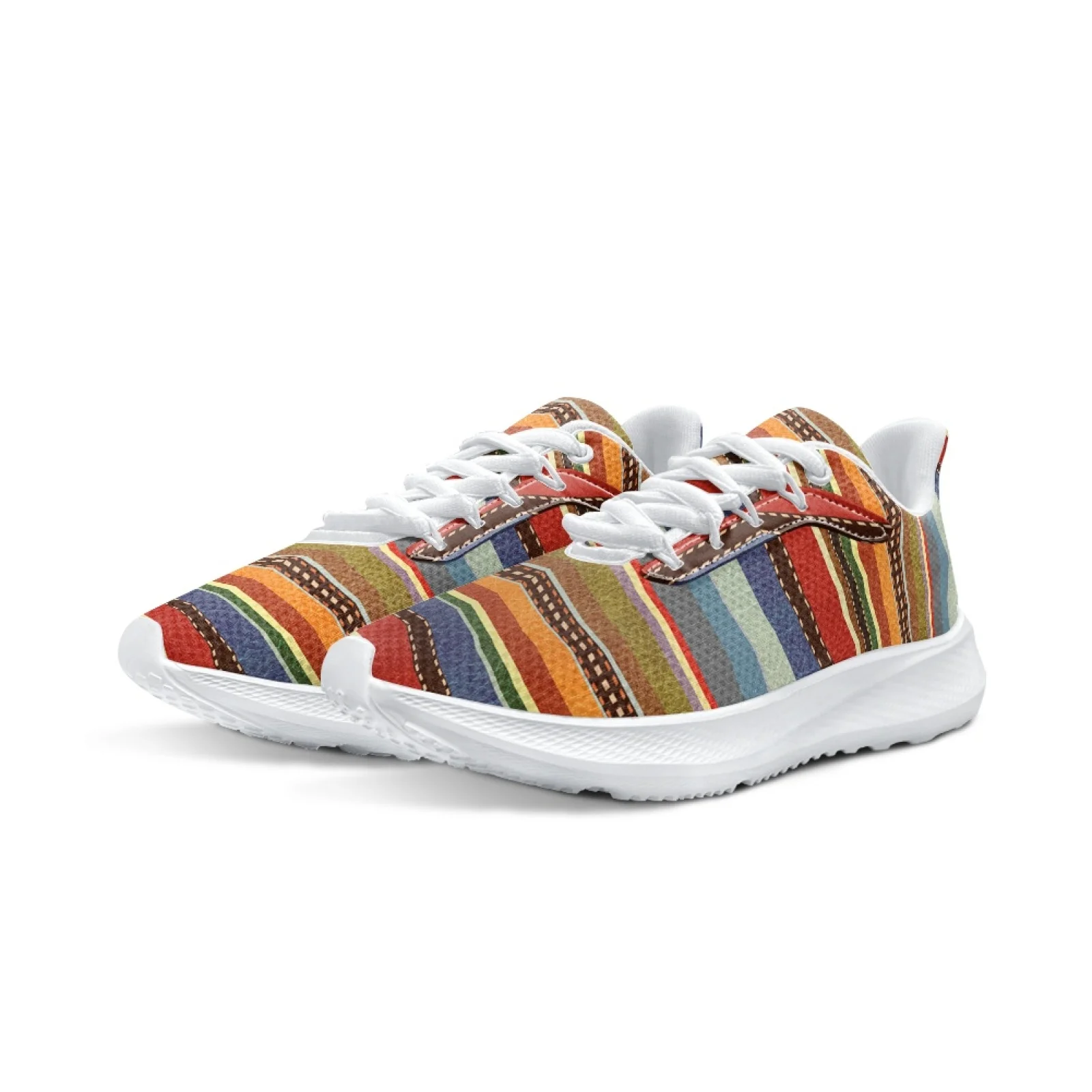 INSTANTARTS Mexican Blanket Stripe Print Running Shoes For Women Non-slip Wear-resistant Outdoor Climbing Shoes Walking Shoes