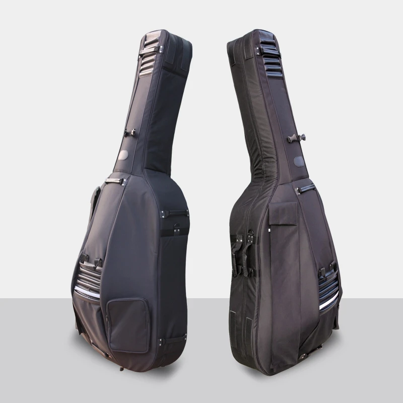 

Thickened Bass Bag Double Shoulder Waterproof Backpack Carrying Storage Bass Case Musical Instruments Accessories with Wheels