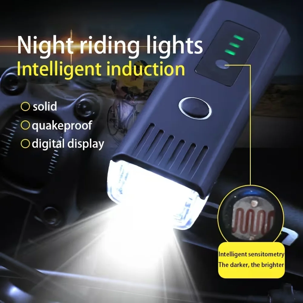 LED Sensor Cycling Torch Type C Rechargeable Bike Flashlight Ultralight Handlebar Lights Outdoor Whaterproof Lantern for Bicycle
