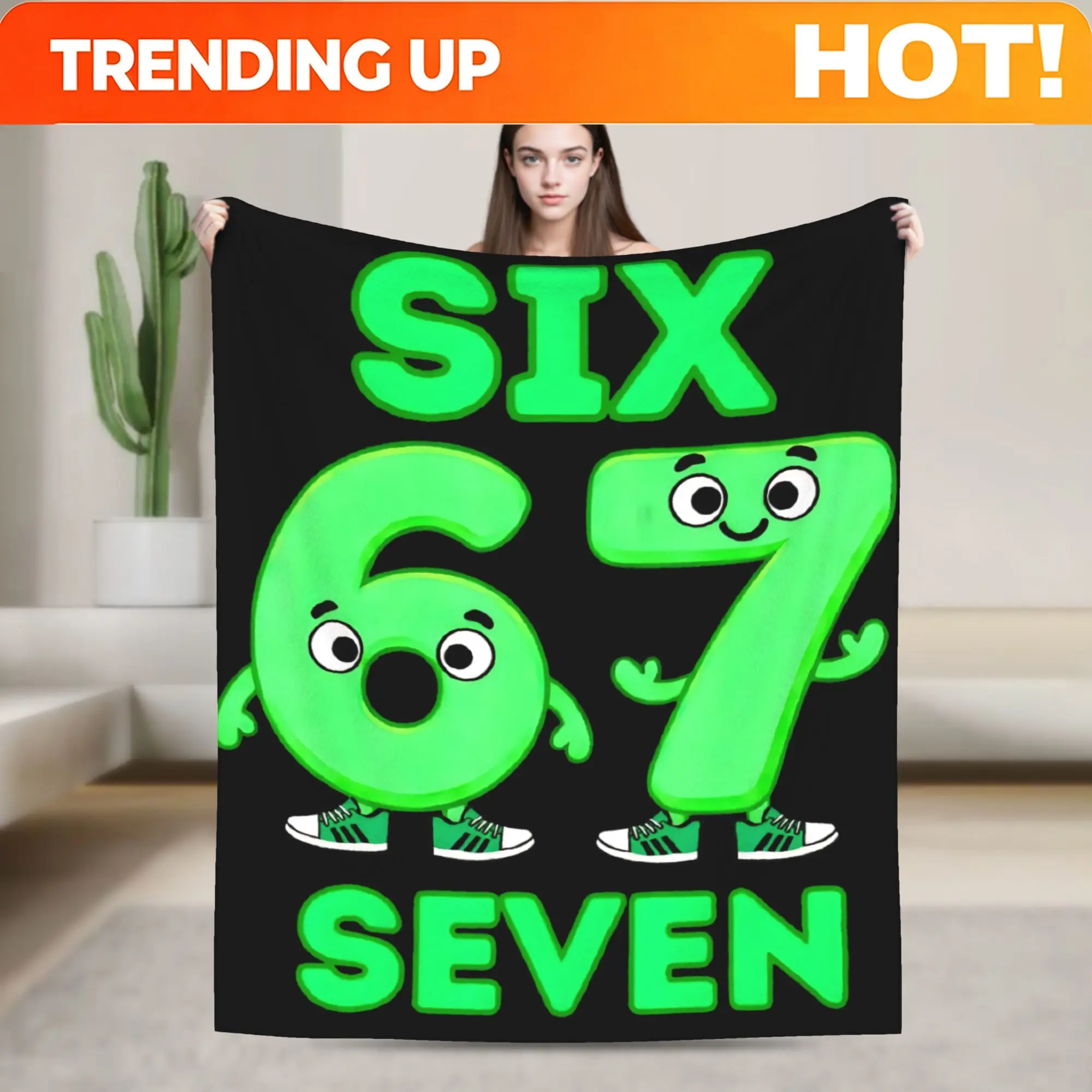 Customize 67 Six Seven 6-7 Funny Italian Brainrot Blanket Super Soft Cozy Throw Blankets for Sofa Multiple Sizes Throws And Blan