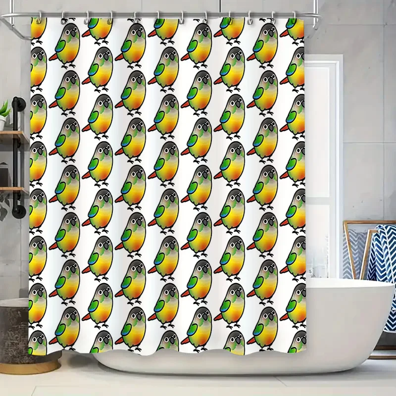 

Cute Parrot Shower Curtain Tropical Birds Pattern Bathroom Decor Sets Waterproof Fabric Liner Vintage Home Decor
