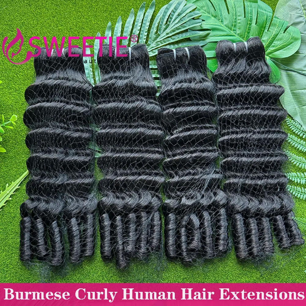 

12A бирманские кудри пикси, пучки человеческих волос, испанские спиральные вьющиеся человеческие волосы, пучок с глубокими волнами, пучки волос