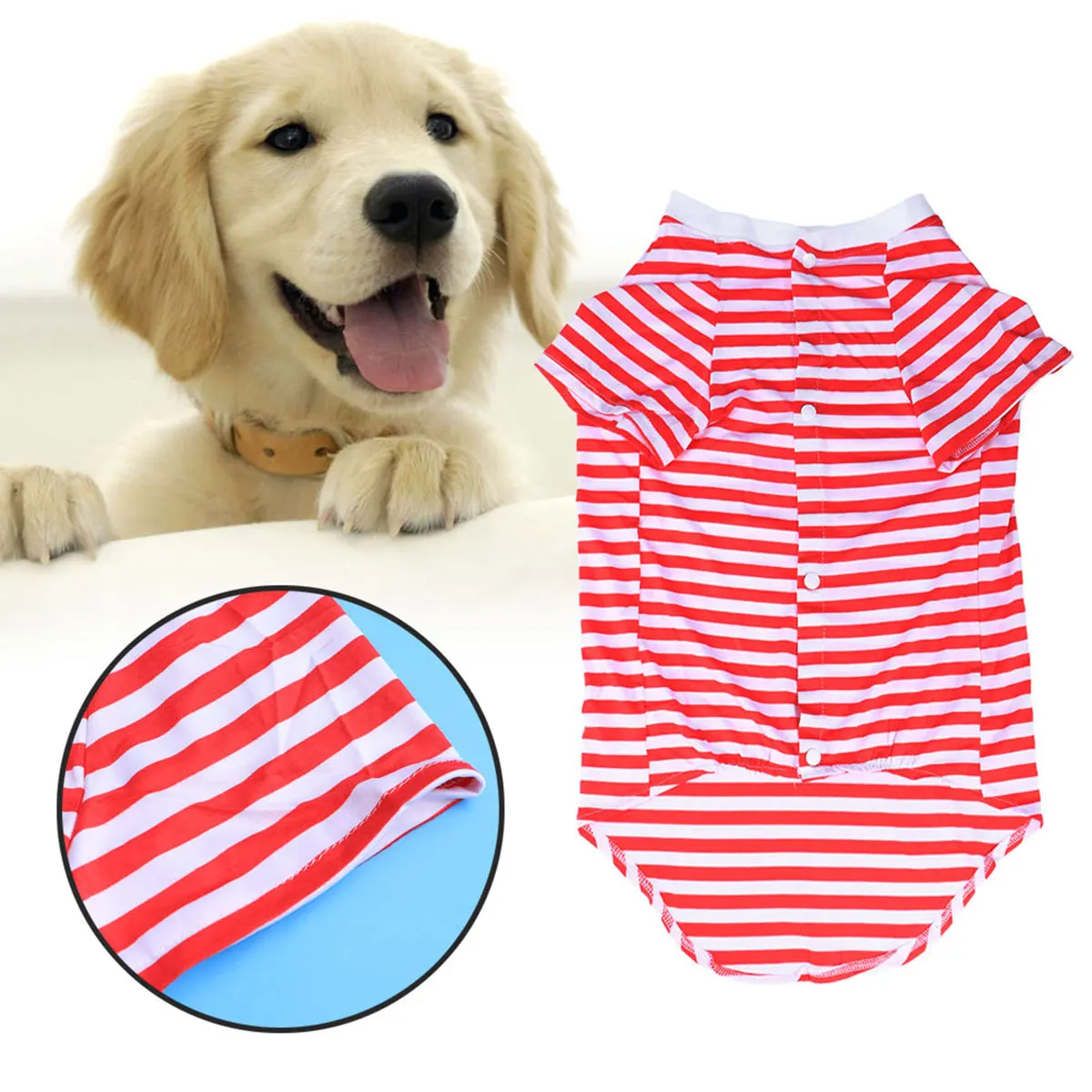 

Large Dog T Shirt Red White Striped Cotton Vest For Medium To Large Dogs Outdoor Travel Walking Party Use Dog Clothes