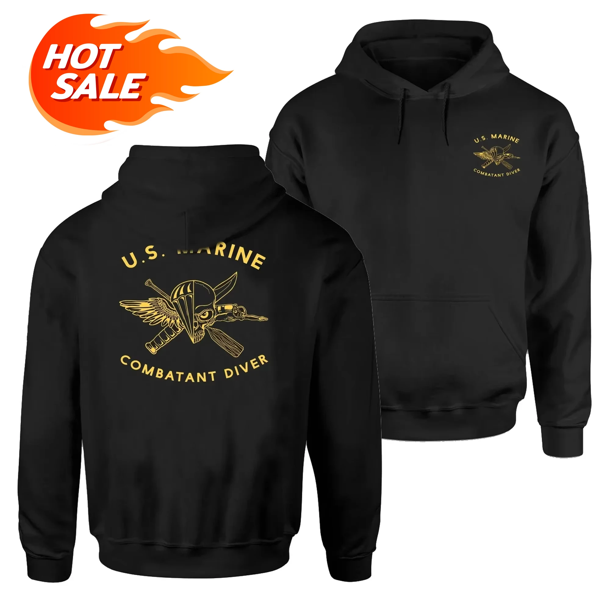 

Пуловер с капюшоном для боевого дайвера, новый 100% хлопок, удобные повседневные мужские толстовки в стиле милитари, уличная одежда