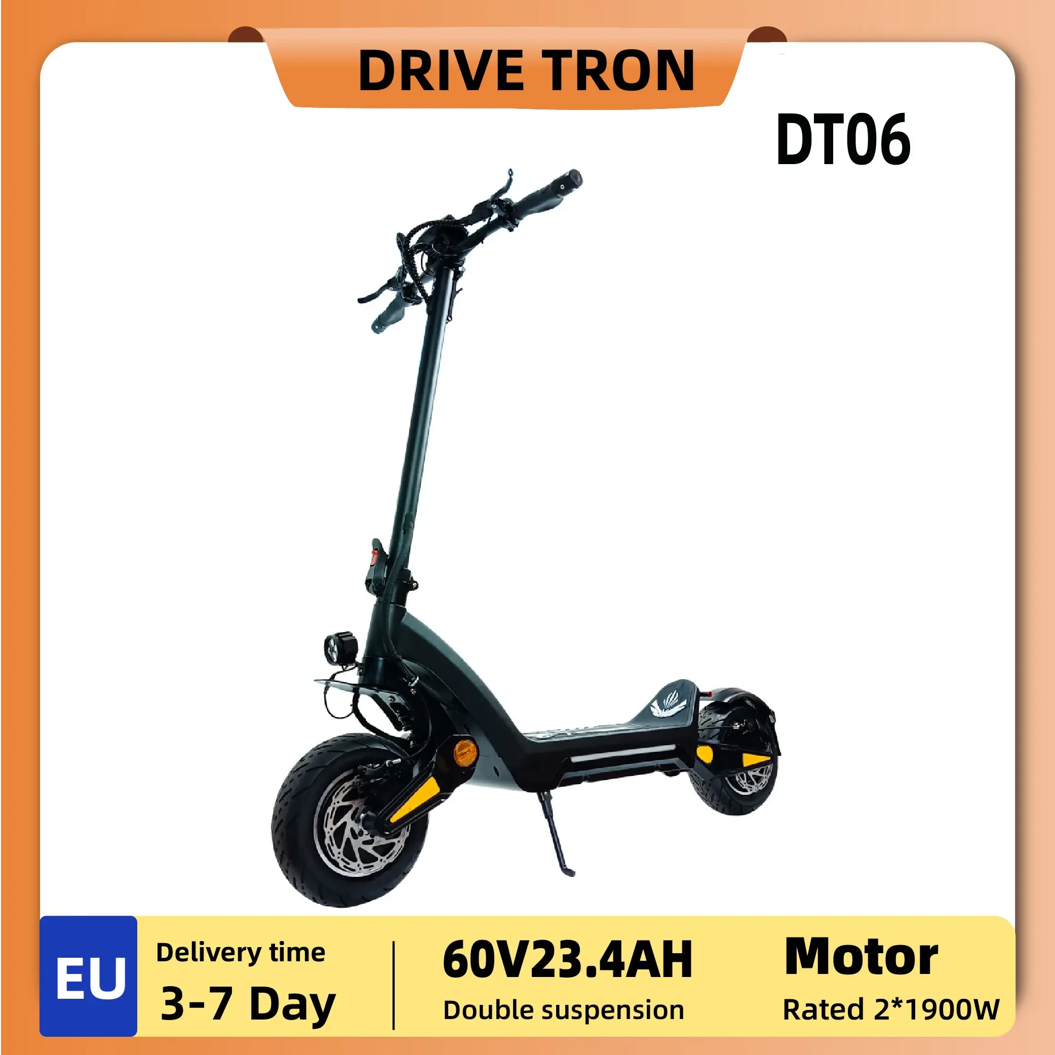 

Drive Tron DT06 Электрический самокат для взрослых 1900 Вт Двигатель 60 В 18,2 Ач Аккумулятор 11 "шины Городской пригородный электрический самокат