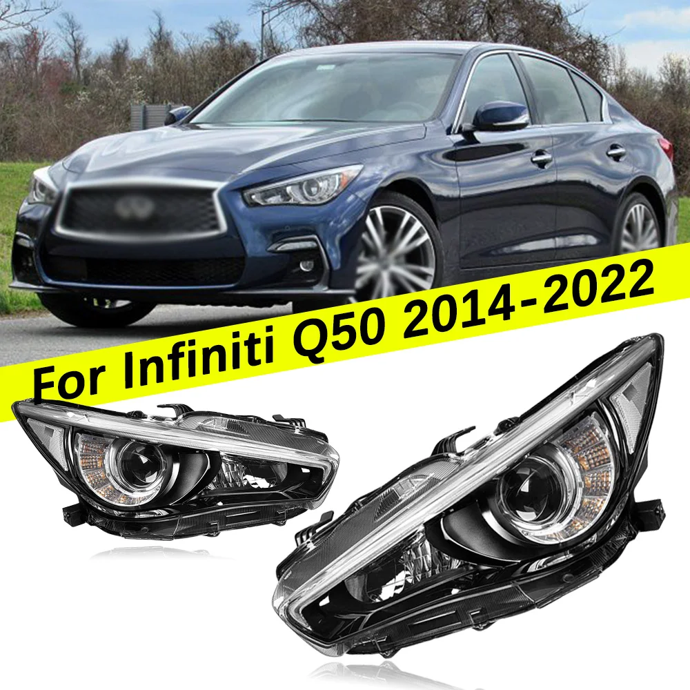 

High Quality For 2014-2022 Infiniti Q50 w/o AFS 12V LED DRL Projector Headlights Auto Lighting Sets Signal headlamps assembly