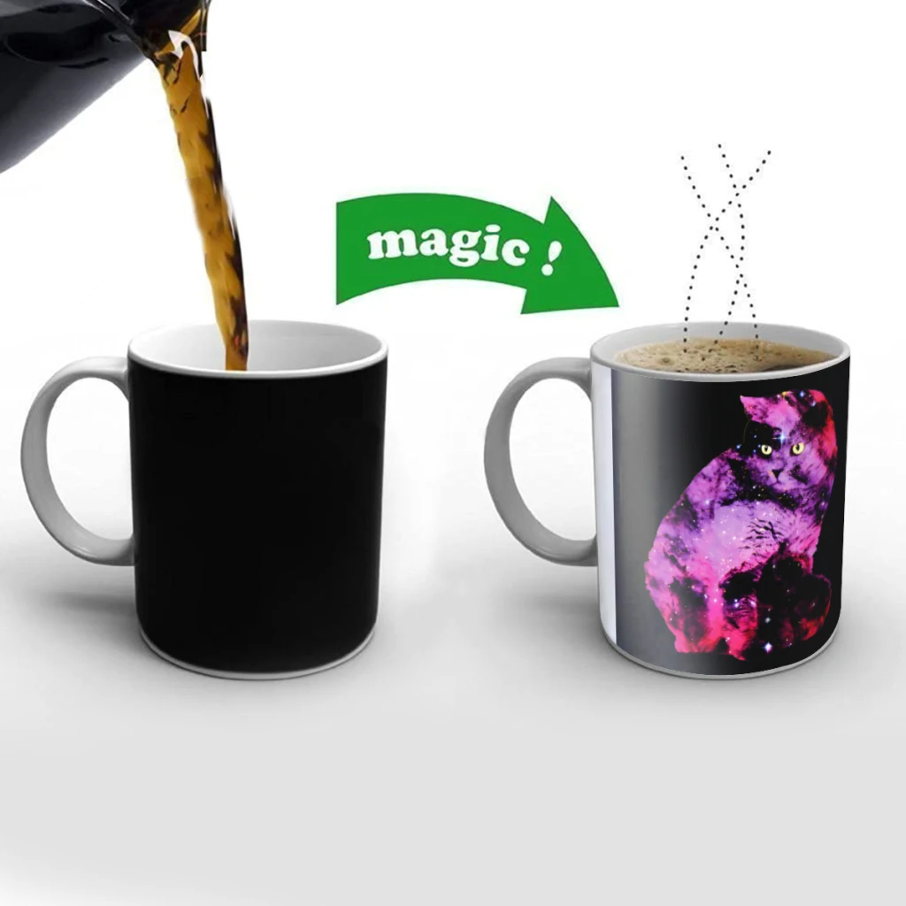 

Celestial Cat Creativity Change Color Chang mug Ceramic mug Hot Coffee Cup Breakfast Cup Mug Friend Gift