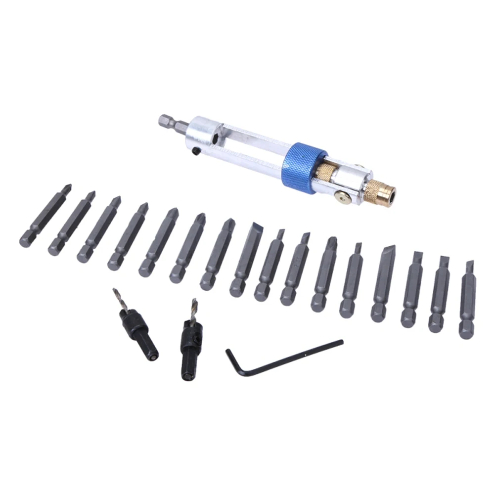 Flip Drive Half Time Drill Driver with Bits Set of 18 Pieces Includes Cross Slot Flat and Countersunk Bits in Blow Molded Box