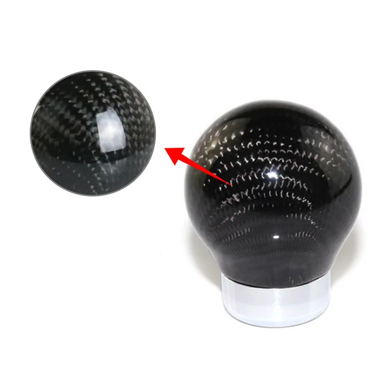 

5 6-скоростная ручка переключения передач из настоящего углеродного волокна, круглая шариковая ручка рычага переключения передач ручной коробки передач M8x1.25 M10x1.25 M10x1.5