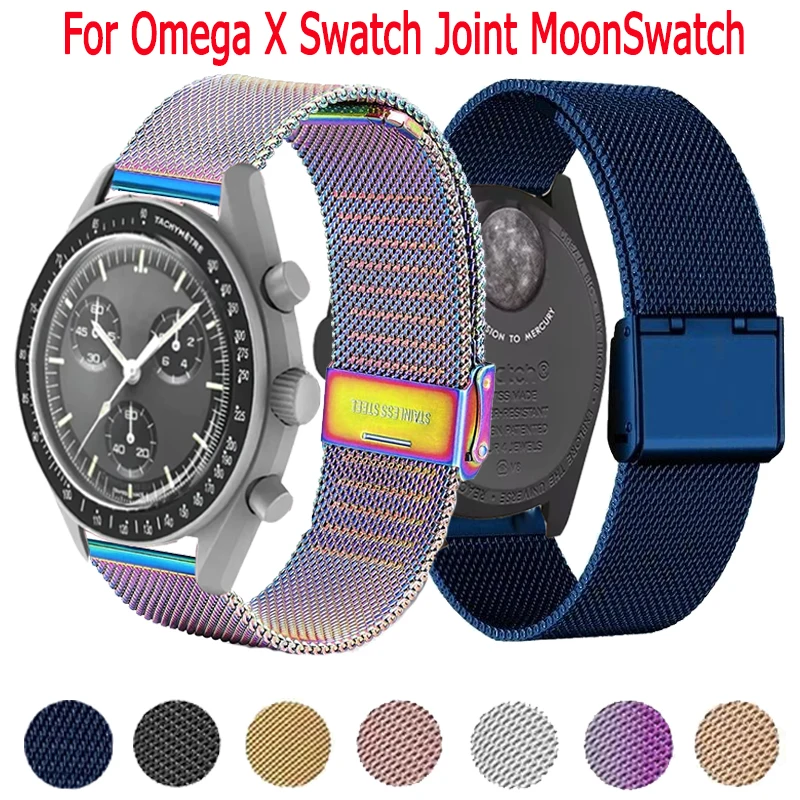 20mm Milanese Metal Loop For Omega X Swatch Joint MoonSwatch Strap Stainless Steel Bracelet Accessories For MoonSwatch Correa