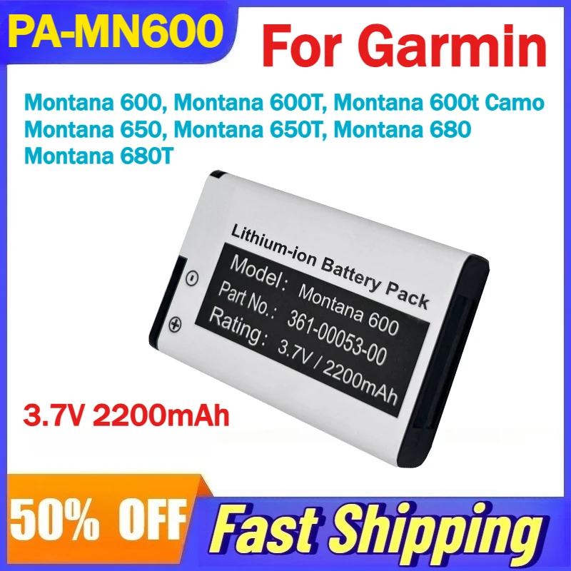

PA-MN600 Battery for Garmin Montana 600/600T/600t Camo/650/650T/680/680T GPS Compatible 361-00053-00 Rechargeable Batteries