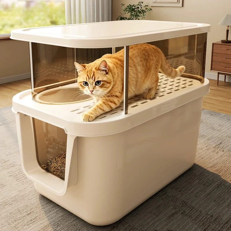 Stainless Steel Jewelry Sandbox Litter Box Training Hiding Closed Defecation Litter Box Castle For Cats Arenero Gatos Home Items