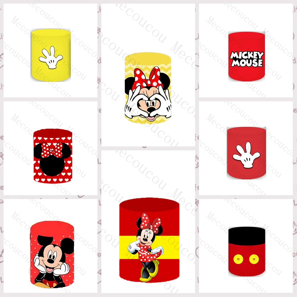 Tema de Mickey Mouse, decoración personalizada para fiesta de bautizo y cumpleaños de chico, cubierta cilíndrica, Fondo para mesa de postre, Base, accesorios elásticos