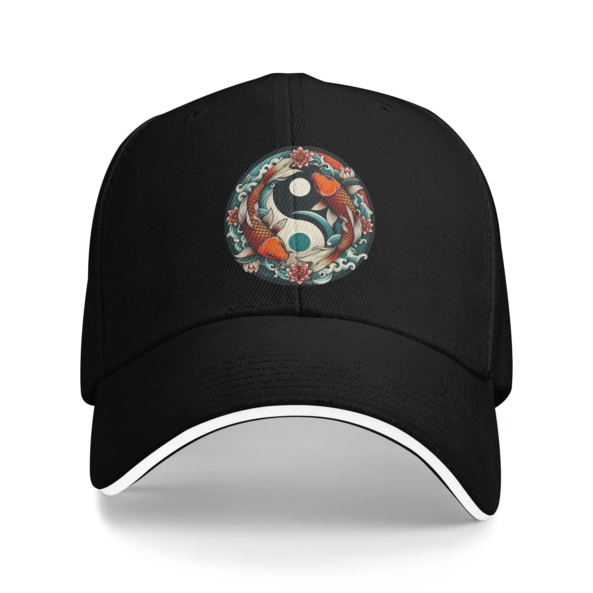 Yin Yang Koi Fish  Baseball Cap  Hunting Camping Breathable Hip Hop Hats Men Adult Streetwear Print Baseball Caps