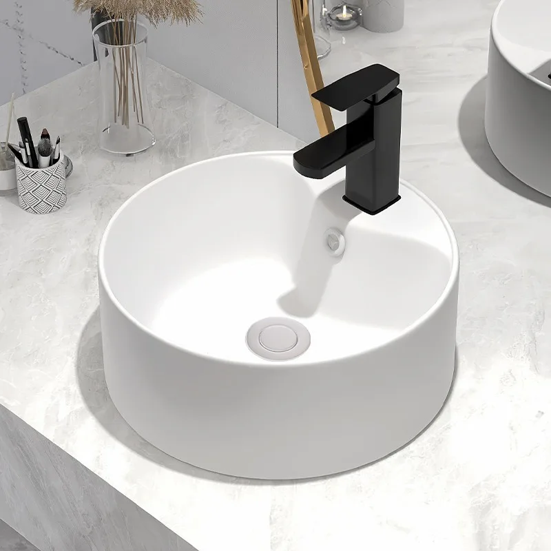 Round table basin, bathroom, hand pool, washing mini household ceramic art Internet celebrity balcony, small size wash basin